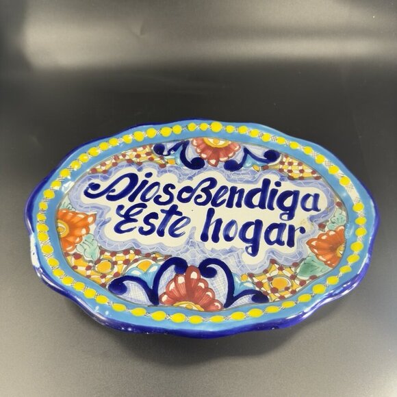 Hand Made Talavera Pottery Mexican Ceramic Hand Painted Tray Oval Dish HR Puebla - Picture 12 of 13